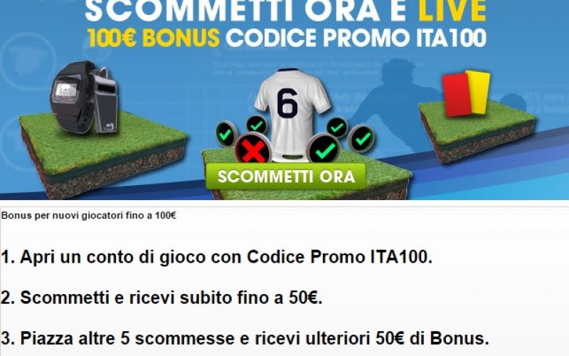 Bonus Scommesse William Hill 100 euro