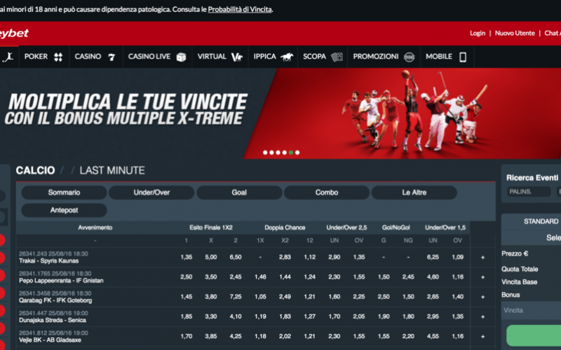 Scommesse sportive sul portale italiano Stanleybet.it