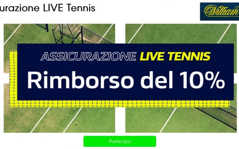 Assicurazione LIVE Tennis di William Hill: fino a €25 per te!