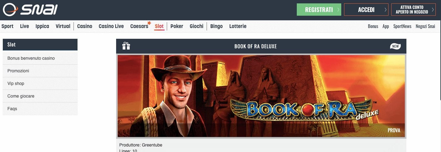 book of ra snai casino