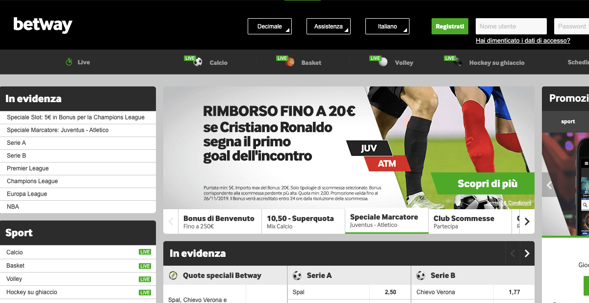 betway scommesse