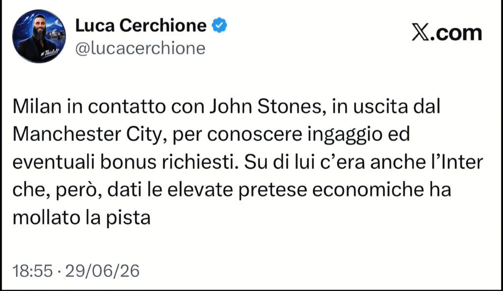 Calciomercato Milan, idea Stones per la difesa: tutti i dettagli